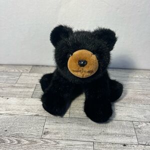 The Bearington Collection Black Bear Cub  12” Realistic Laying Sitting Plush